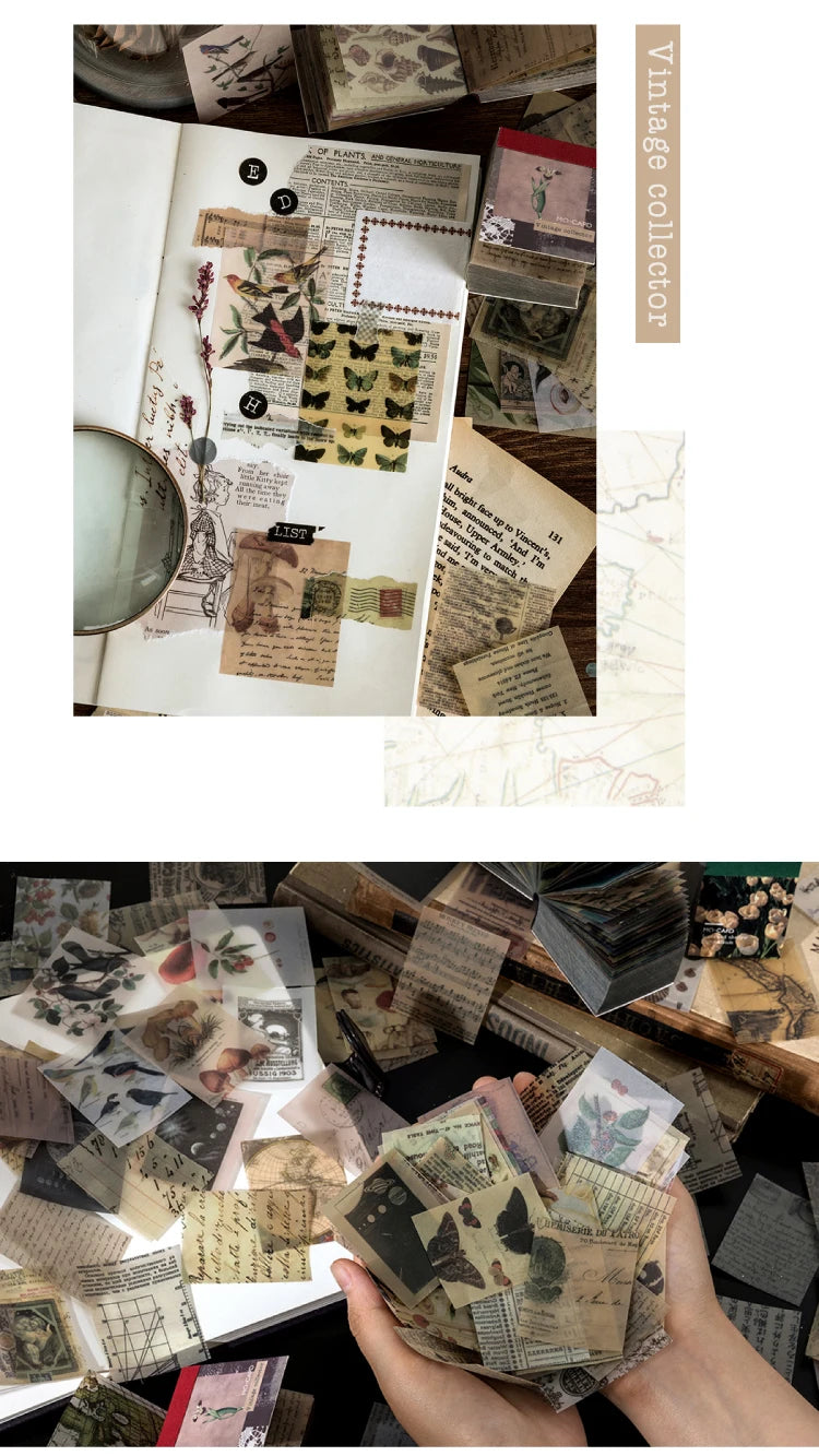 50-366pcs Craft Vintage Scrapbooking Paper Kawaii Art Junk Journal Deco Sticker Natural Collection DIY Material Paper