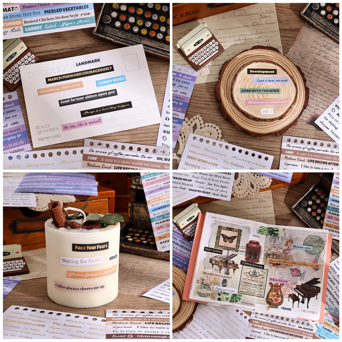 3000+ Pcs Word Stickers for Journaling, 50 Sheets Quote Sticker Gold Foil Art Scrapbook Stickers for Junk Journal