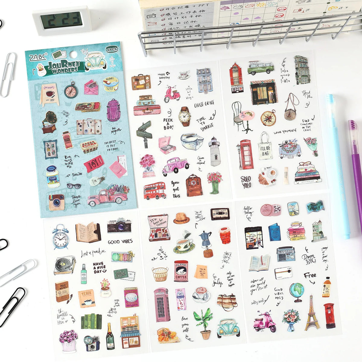 6/36 Sheets Cute Magazine Scrapbooking Stickers Book DIY Junk Journal Material Decoration Album Diary Stationery supplies