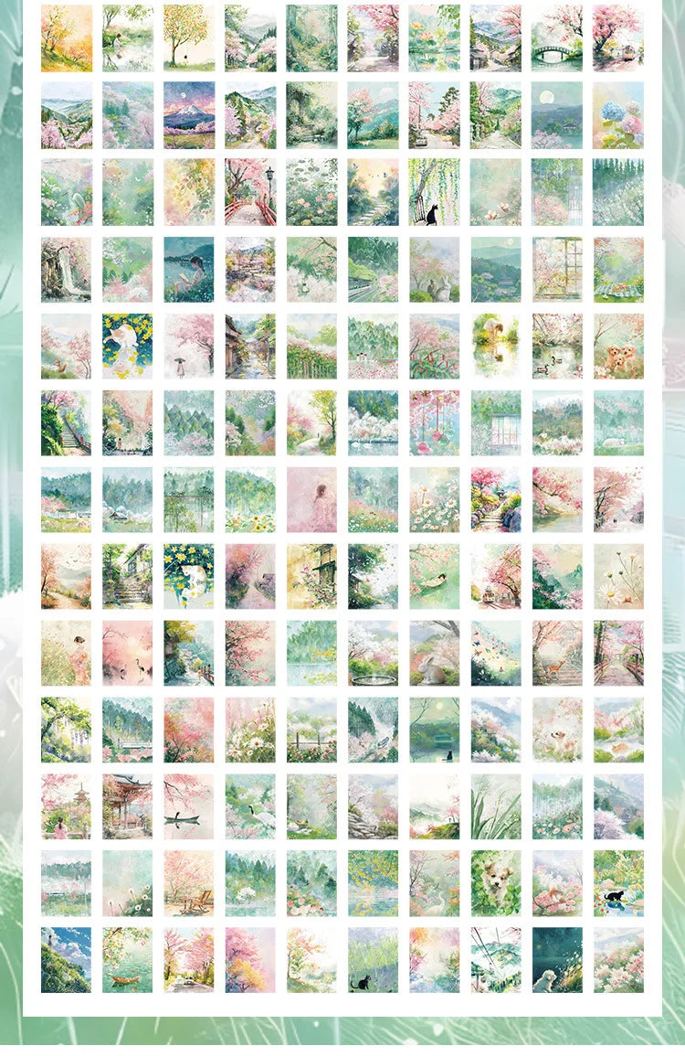 200 Sheets Beautiful Four Seasons Scenery Paper, all seasonal views for journal background collage