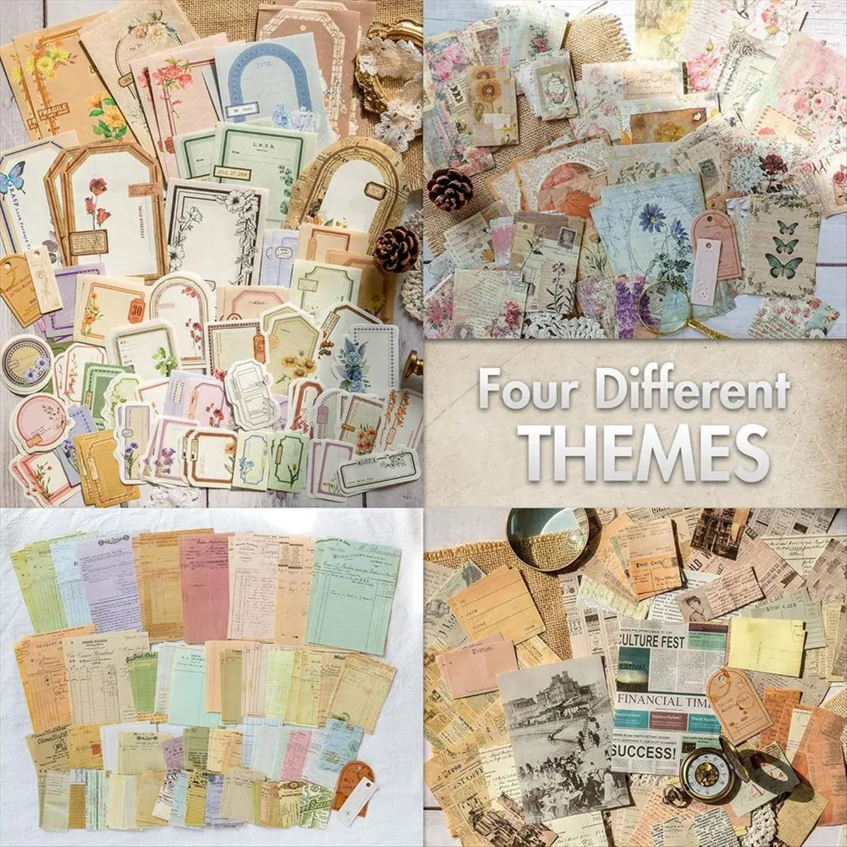 *CLOS Scrapbook Paper, 400 Sheets of Journaling Supplies for Vintage Crafts Planner Junk Journal Supplies
