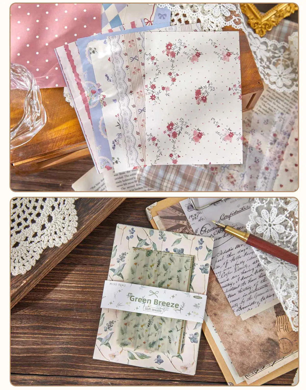 30 sheets Retro Simple Literary Style Background Paper, DIY Collage Base Material Paper for Journaling Scrapbooking