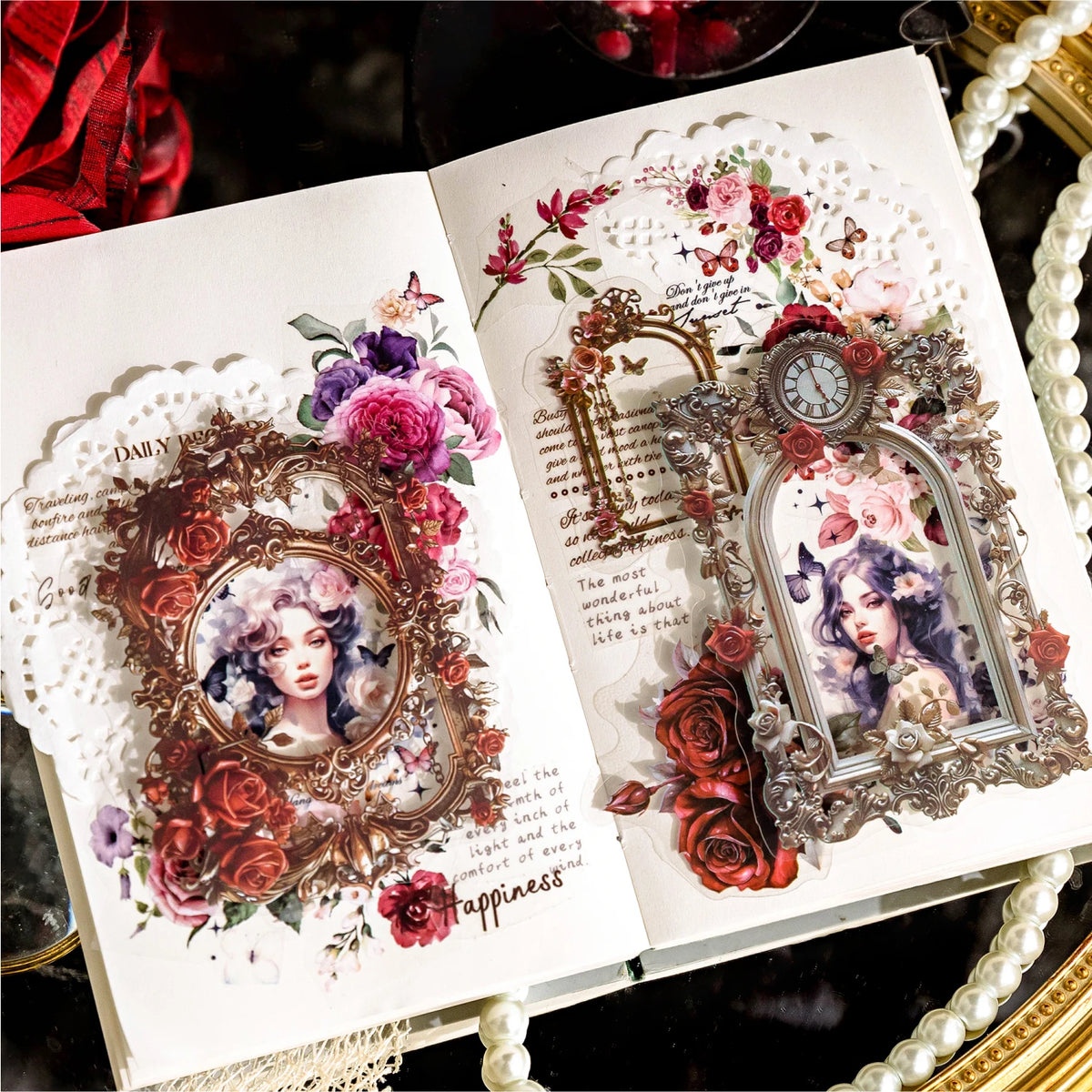 20 pcs Large size Vintage Cutout Frame Sticker Junk Journal DIY Scrapbooking Collage Materials Planner Creative Stationery
