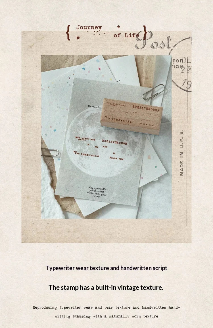 JIANWU Vintage English Words Border Landscape Junk Journal Material Collage Wooden Stamp Creative Student Supplies Stationery