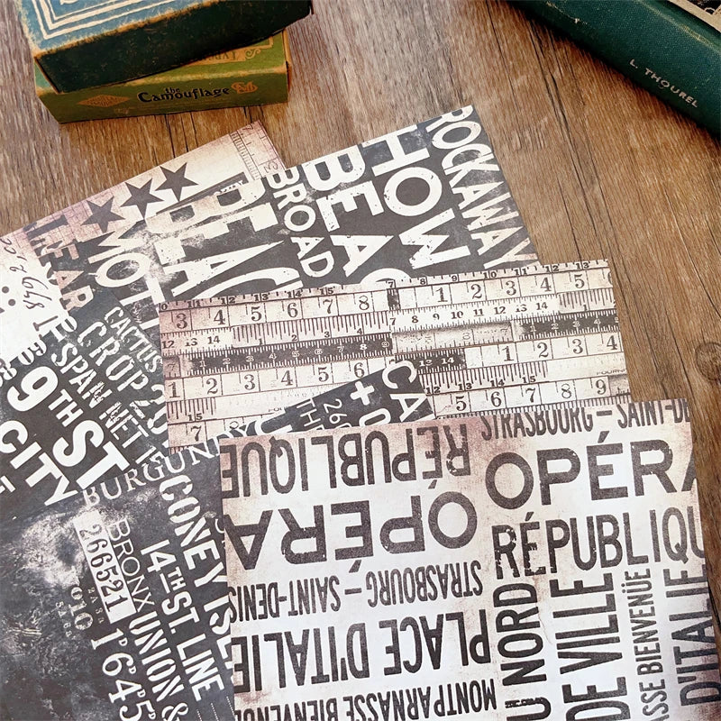 6 Sheet Vintage Newspaper Phrase Stickers Junk Journal Ephemera Background Paper Sticker DIY Album Scrapbooking Material