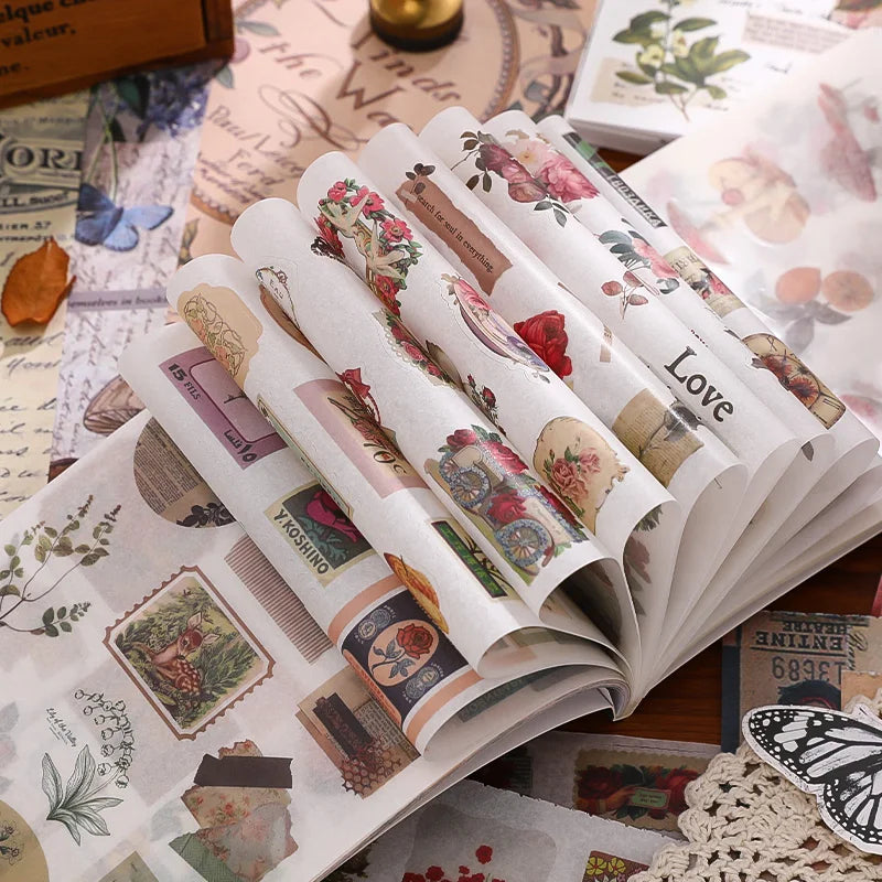 2 styles 50 pcs Vintage theme Collage stickers Scrapbooking Material handmade Diary Album  Junk Journal Supplies
