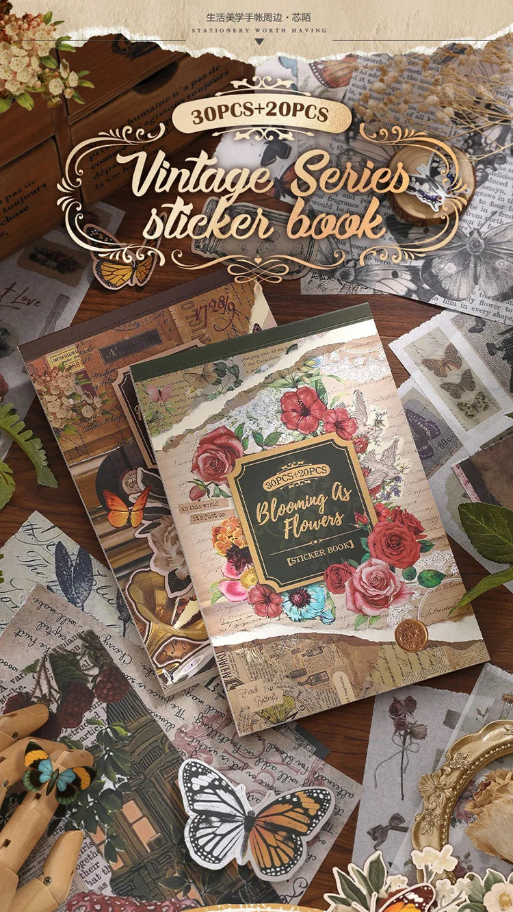 2 styles 50 pcs Vintage theme Collage stickers Scrapbooking Material handmade Diary Album  Junk Journal Supplies