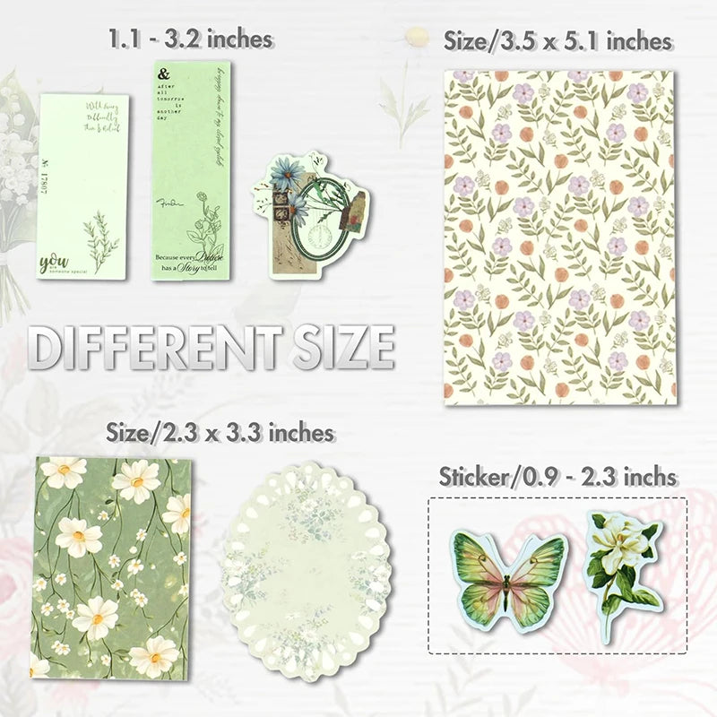 Vintage Floral Scrapbook Paper Journaling Stickers Material Paper Junk Journal Supplies Bullet Retro Crafts Planner Collage Card