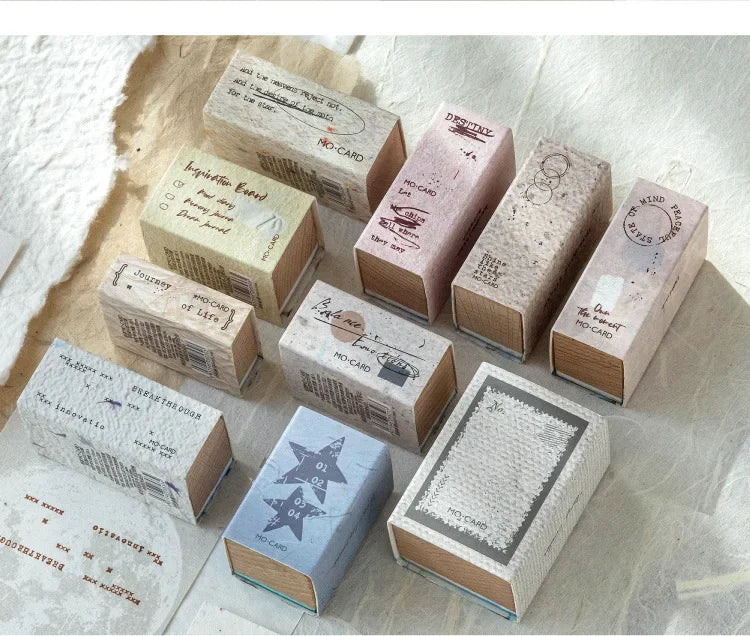 JIANWU Vintage English Words Border Landscape Junk Journal Material Collage Wooden Stamp Creative Student Supplies Stationery