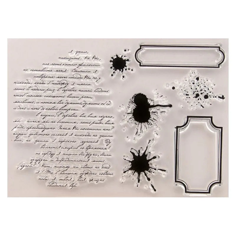 Handwriting Drop Ink Mark Art Scrapbooking Clear Stamps for Junk Journal Background Decoration Craft Supplies Paragraph Design
