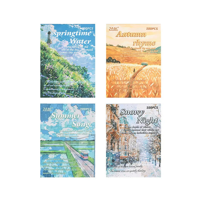 200 Sheets Beautiful Four Seasons Scenery Paper, all seasonal views for journal background collage
