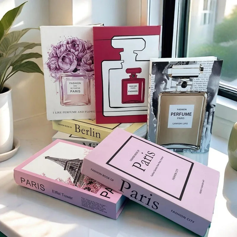Perfume Luxury Fake Book Storage Box Interior Decoration Paris Decorative Books Design Ornament Coffee Table Shelf Home Decor