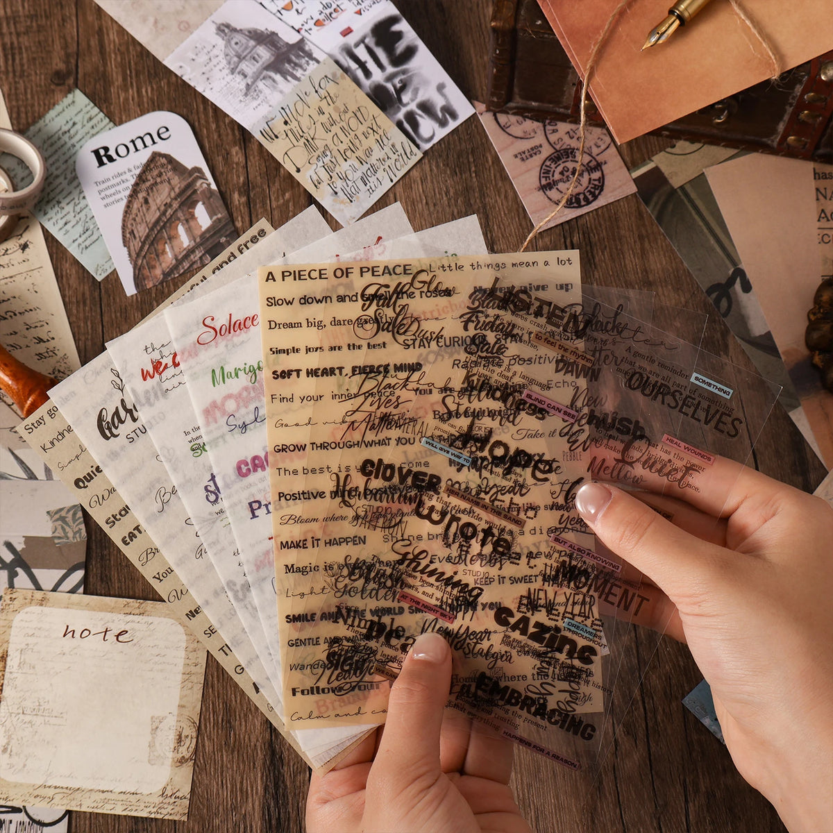 Vintage Journal Gift Box Set, Antique Paper + Washi Tape Combo for Junk Journal Scrapbooking