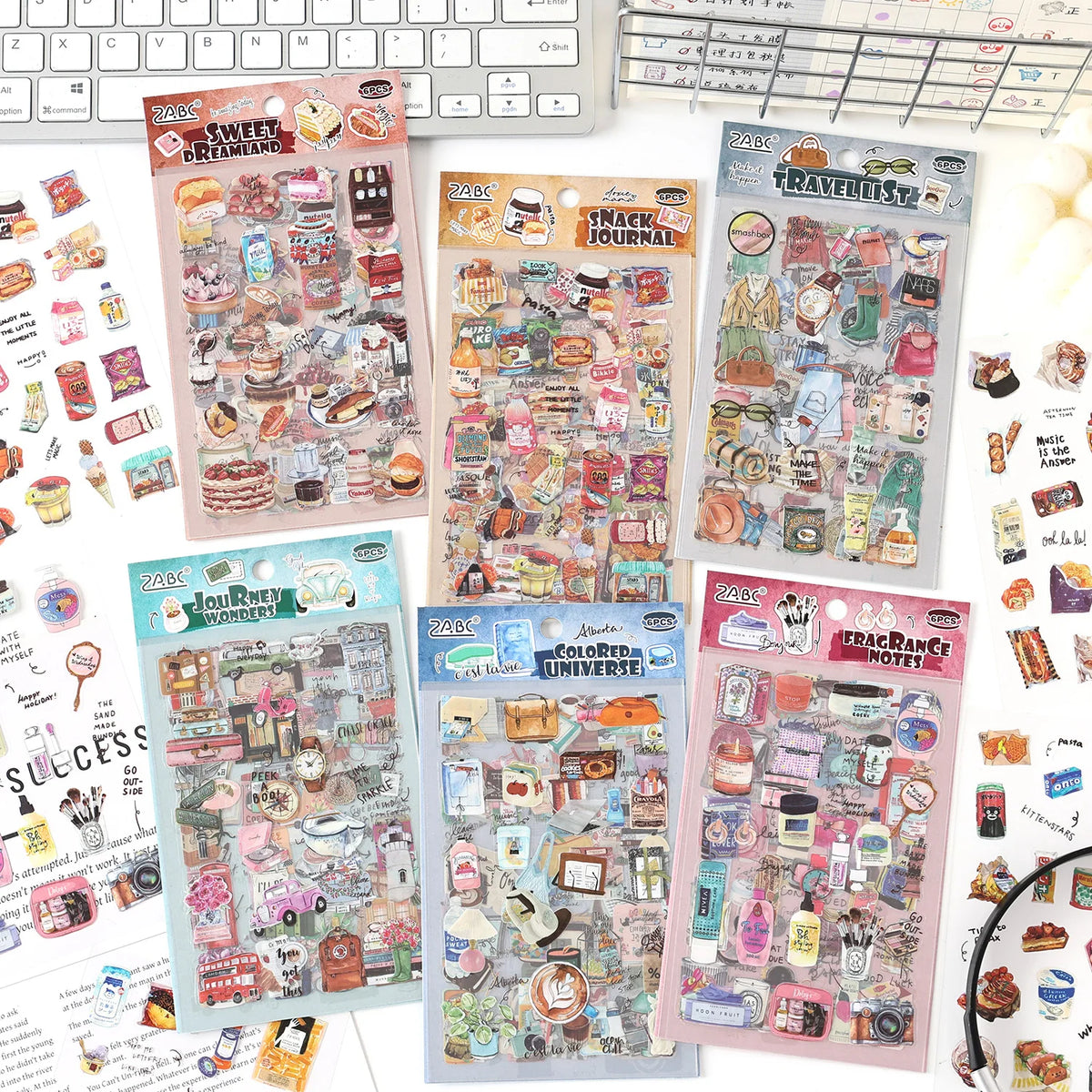 6/36 Sheets Cute Magazine Scrapbooking Stickers Book DIY Junk Journal Material Decoration Album Diary Stationery supplies