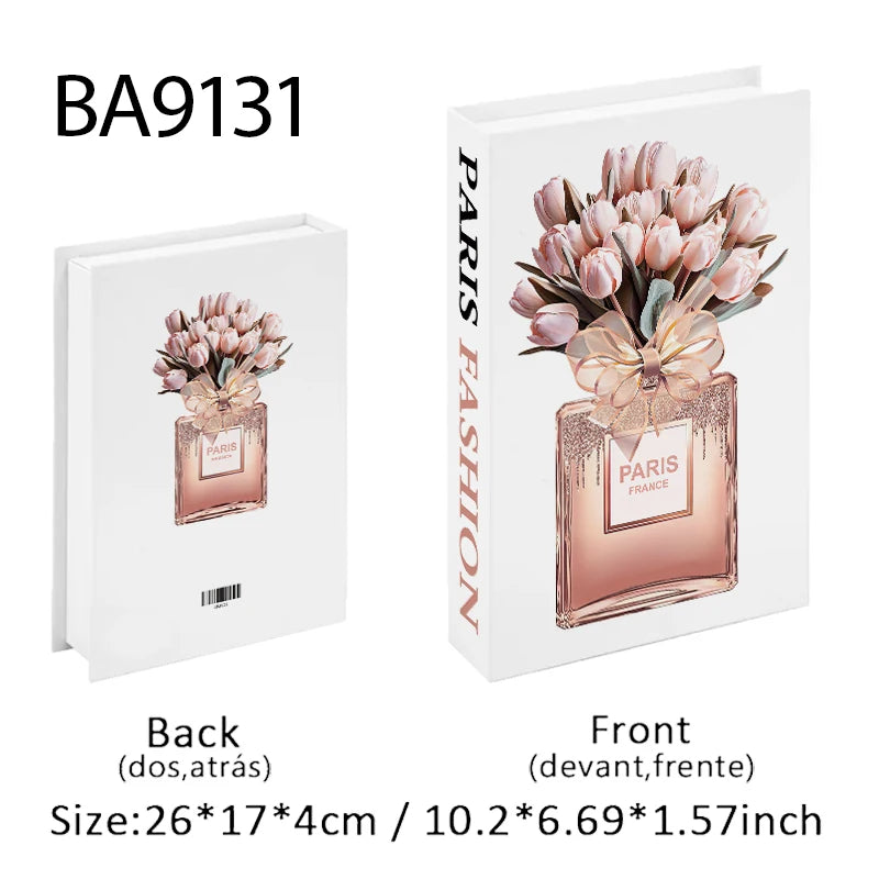 Perfume Luxury Fake Book Storage Box Interior Decoration Paris Decorative Books Design Ornament Coffee Table Shelf Home Decor
