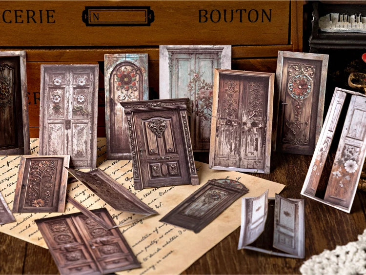 1 Bag Retro Style Junk Journal Kit Antique Lock Mirror Pocket Watch Stickers for Scrapbooking DIY Craft & Journal Decoration