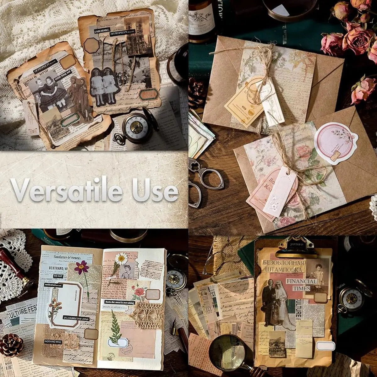 *CLOS Scrapbook Paper, 400 Sheets of Journaling Supplies for Vintage Crafts Planner Junk Journal Supplies