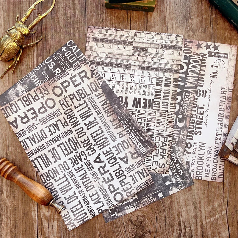 6 Sheet Vintage Newspaper Phrase Stickers Junk Journal Ephemera Background Paper Sticker DIY Album Scrapbooking Material