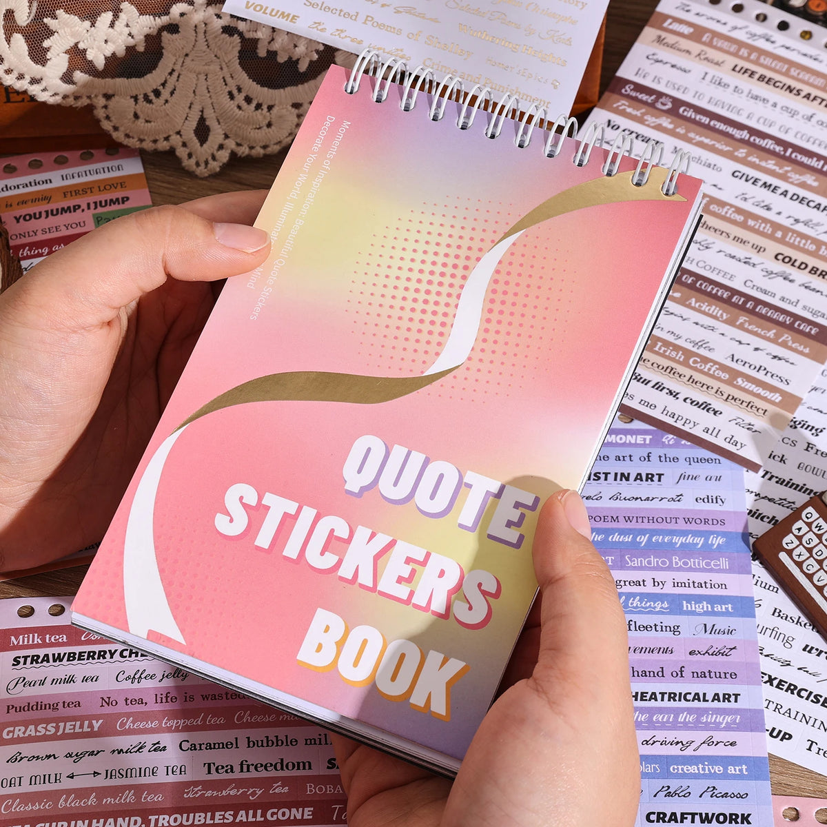 3000+ Pcs Word Stickers for Journaling, 50 Sheets Quote Sticker Gold Foil Art Scrapbook Stickers for Junk Journal