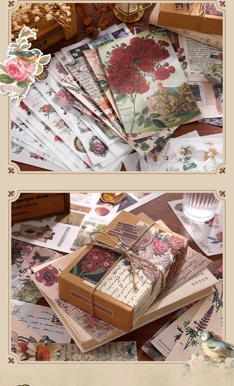 2 styles 50 pcs Vintage theme Collage stickers Scrapbooking Material handmade Diary Album  Junk Journal Supplies