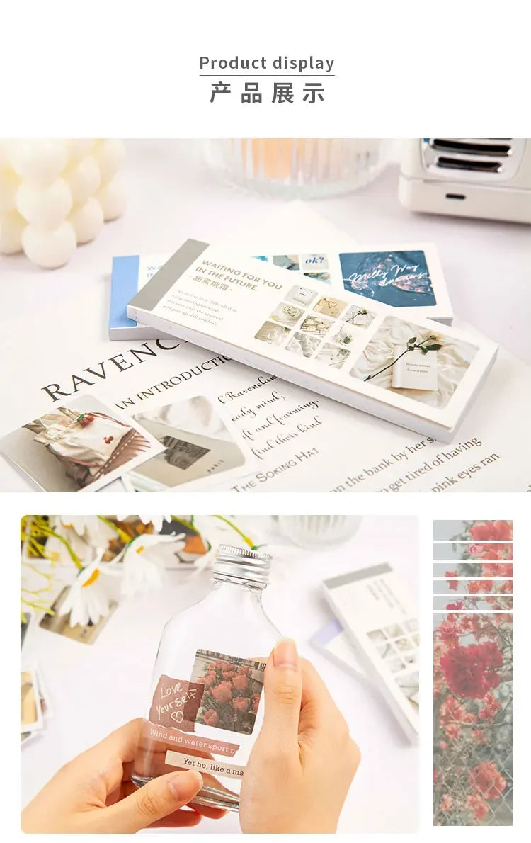 Journamm 30pcs/pack 90patterns/pack Ins Material Stickers Book Scrapbooking Junk Journal Creative Stationery DIY Deco Stickers