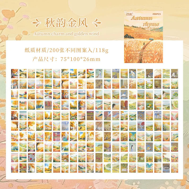 200 Sheets Beautiful Four Seasons Scenery Paper, all seasonal views for journal background collage
