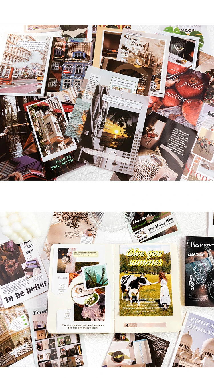 60 sheets INS Landscape Scrapbooking Collage Junk Journal School Stationery Supplies Aesthetic Decorate Planner Background Paper
