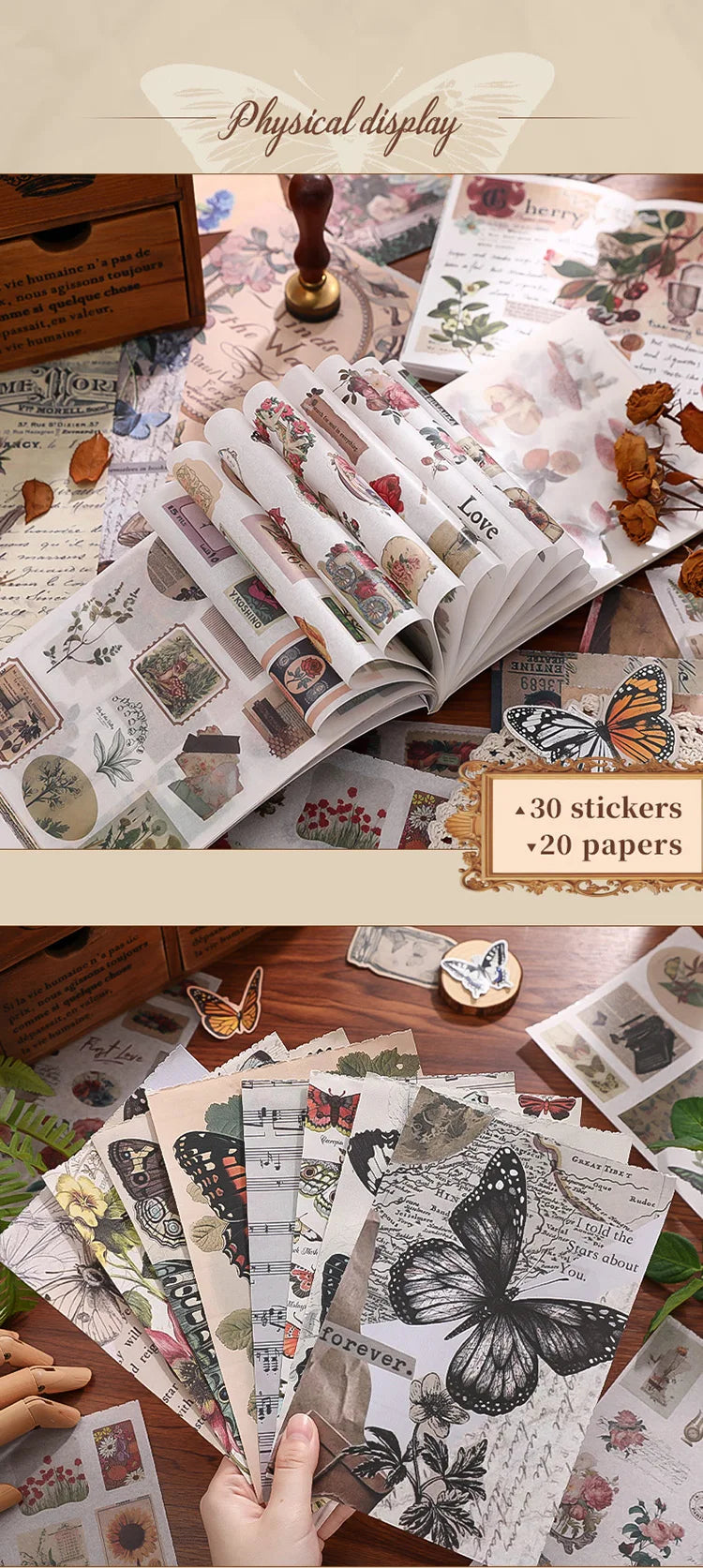 2 styles 50 pcs Vintage theme Collage stickers Scrapbooking Material handmade Diary Album  Junk Journal Supplies