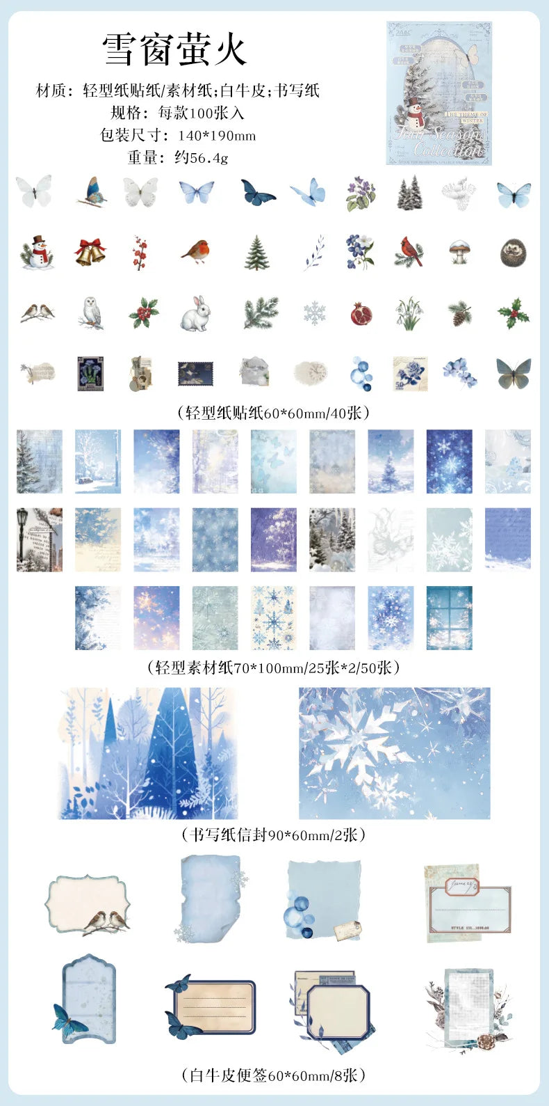 Vintage Stickers & Scrapbook Paper Set — 100 Sheets Junk Journal Kit