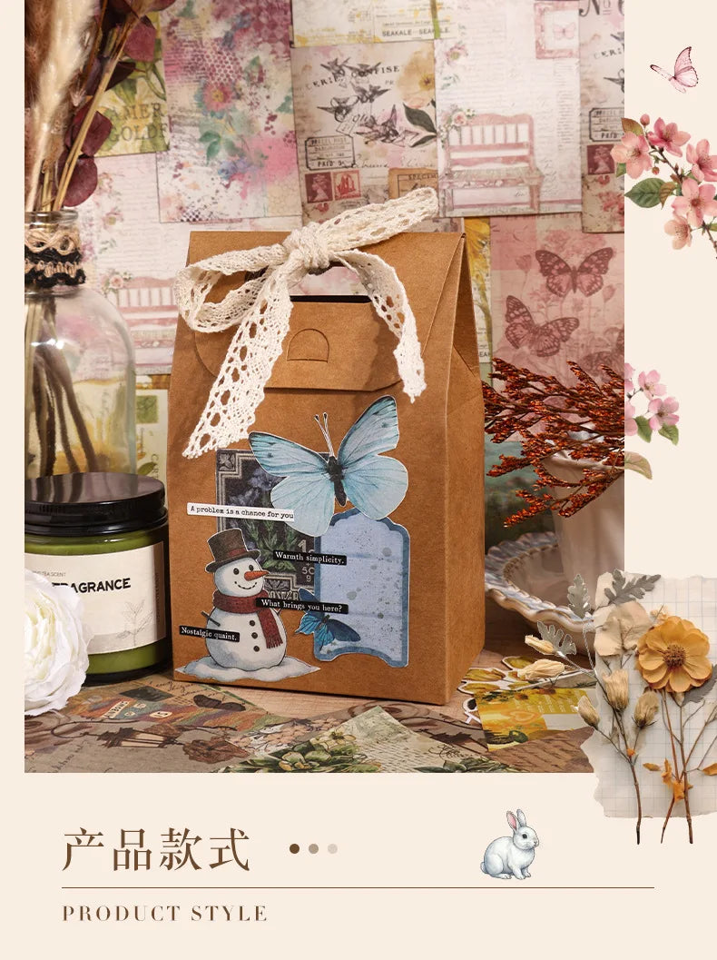 Vintage Stickers & Scrapbook Paper Set — 100 Sheets Junk Journal Kit