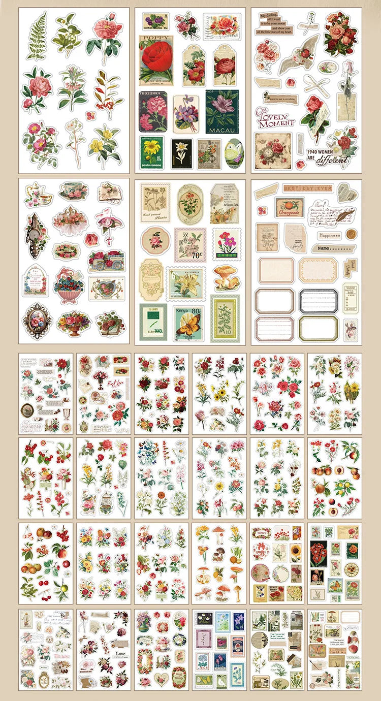 2 styles 50 pcs Vintage theme Collage stickers Scrapbooking Material handmade Diary Album  Junk Journal Supplies