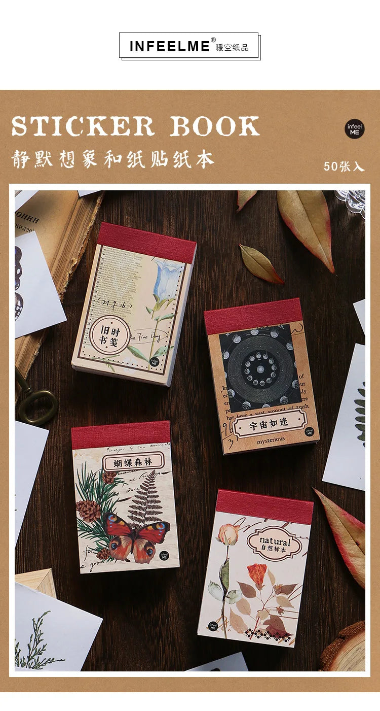 50-366pcs Craft Vintage Scrapbooking Paper Kawaii Art Junk Journal Deco Sticker Natural Collection DIY Material Paper