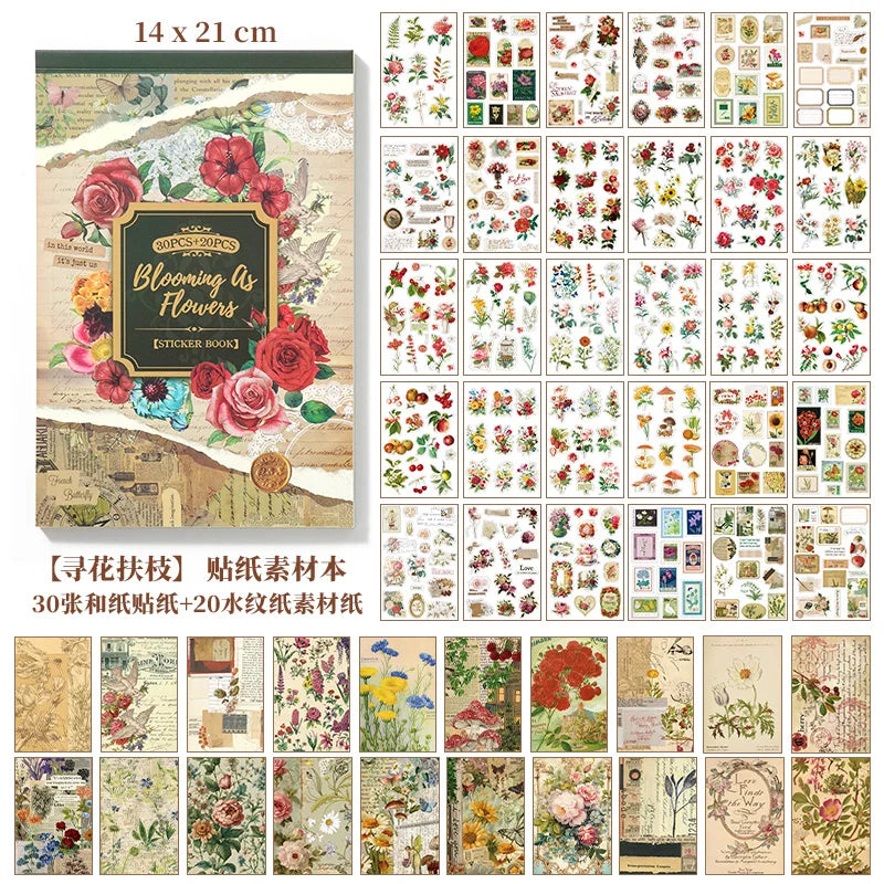 2 styles 50 pcs Vintage theme Collage stickers Scrapbooking Material handmade Diary Album  Junk Journal Supplies
