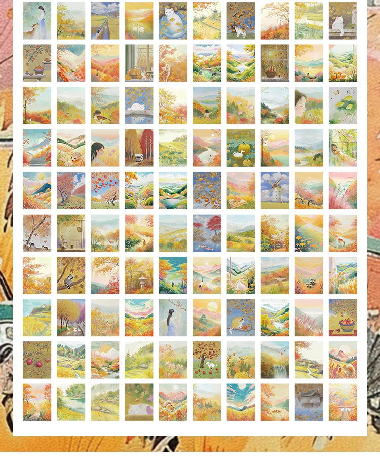 200 Sheets Beautiful Four Seasons Scenery Paper, all seasonal views for journal background collage
