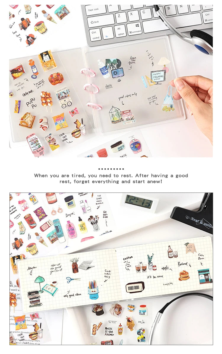 6/36 Sheets Cute Magazine Scrapbooking Stickers Book DIY Junk Journal Material Decoration Album Diary Stationery supplies