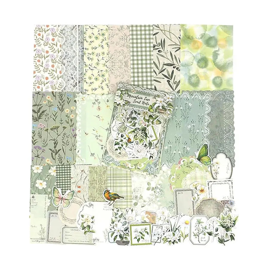 Vintage Floral Scrapbook Paper Journaling Stickers Material Paper Junk Journal Supplies Bullet Retro Crafts Planner Collage Card