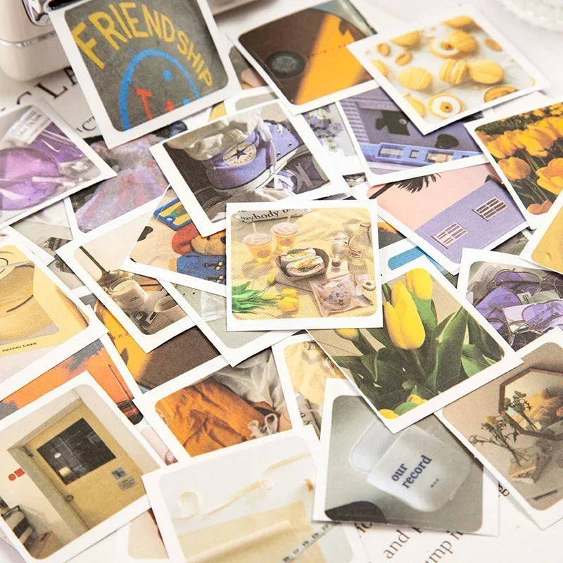 Journamm 30pcs/pack 90patterns/pack Ins Material Stickers Book Scrapbooking Junk Journal Creative Stationery DIY Deco Stickers