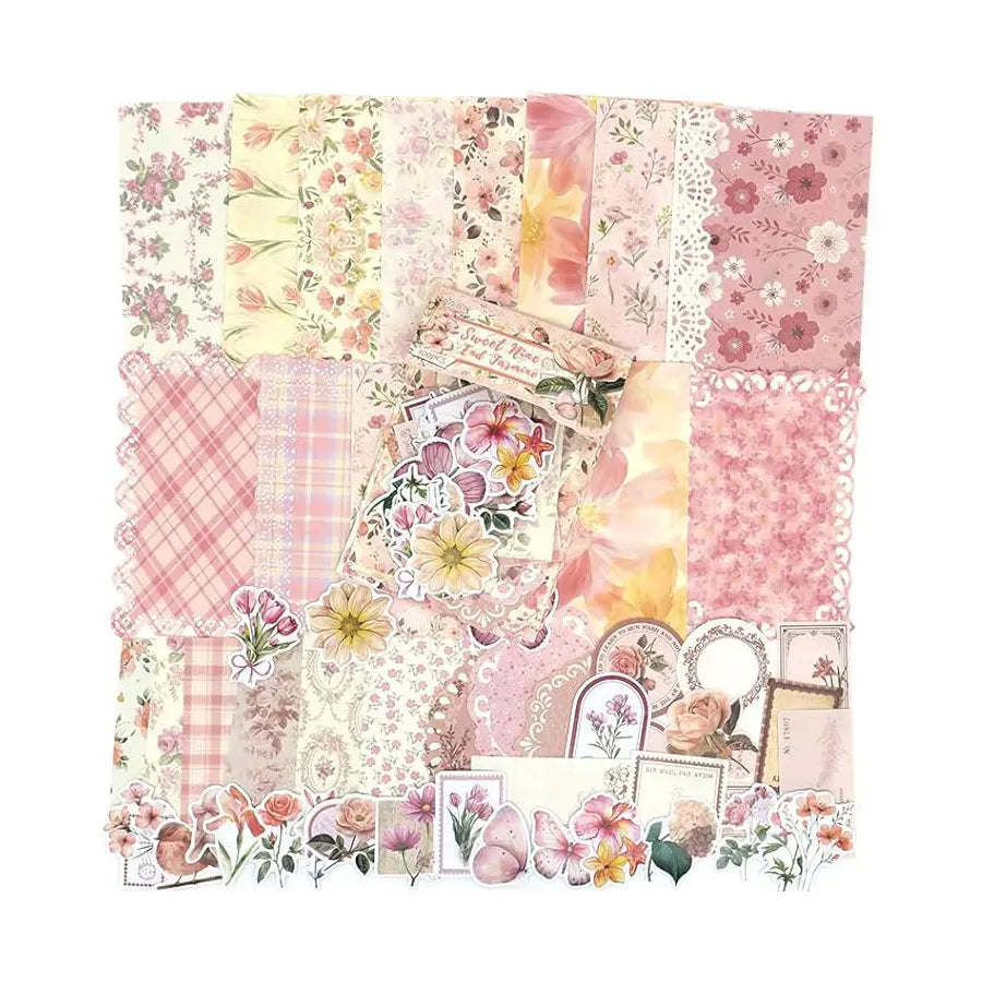 Vintage Floral Scrapbook Paper Journaling Stickers Material Paper Junk Journal Supplies Bullet Retro Crafts Planner Collage Card