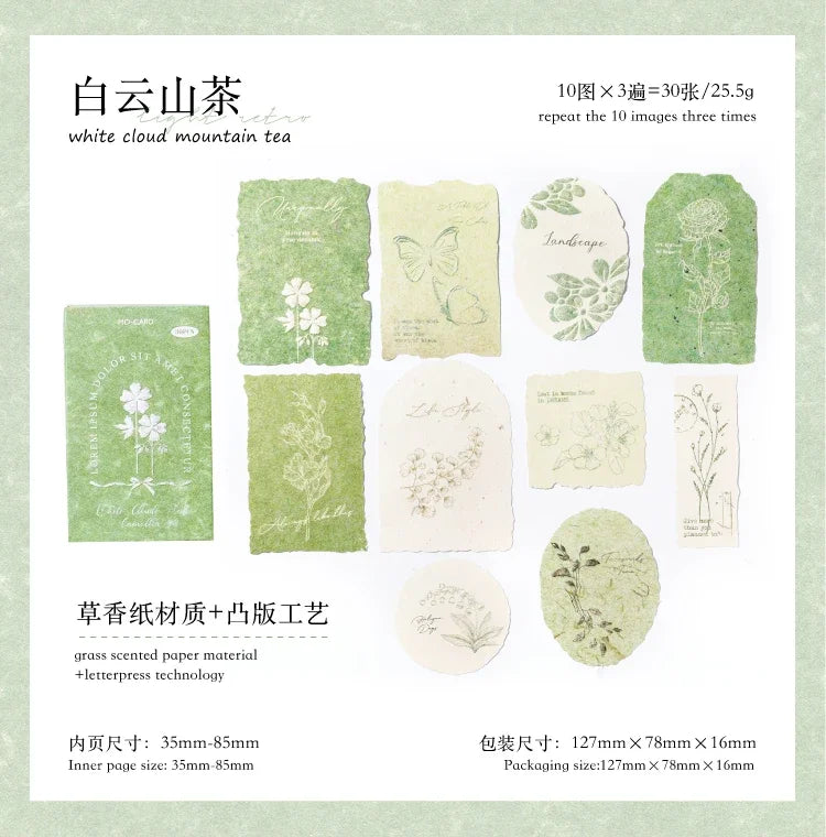 Journal GO 30pcs/box Vanilla Paper Stickers Creative Scrapbooking Collage Junk Journal diy Texture Material for Craft Making