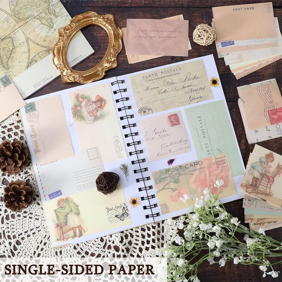 445Pcs Vintage Junk Journal Kit Scrapbooking Paper Ephemera Pack Aesthetic Journal Supplies Retro Sticker Floral Decoupage Craft