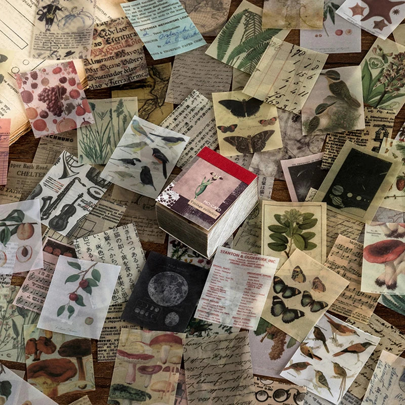 50-366pcs Craft Vintage Scrapbooking Paper Kawaii Art Junk Journal Deco Sticker Natural Collection DIY Material Paper