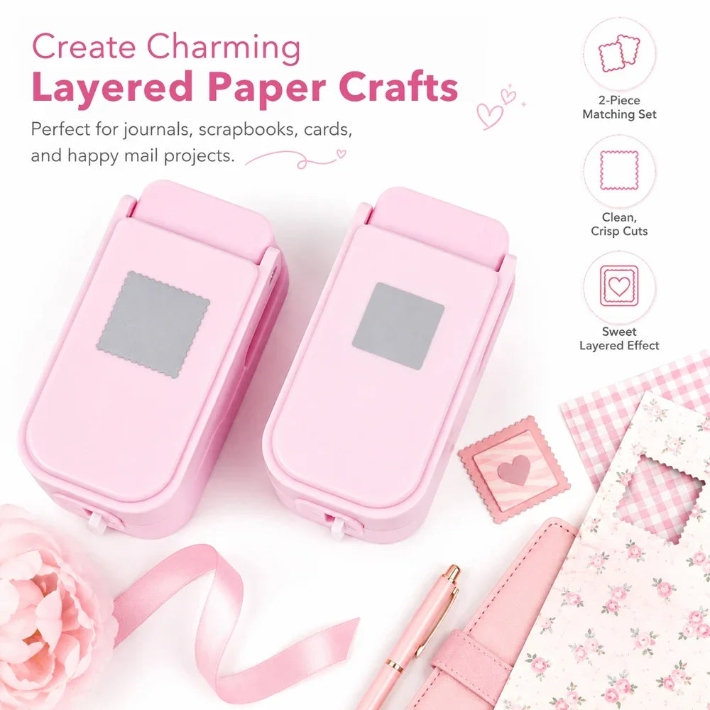Layering Serrated-Edge Square Paper Punches for Junk Journal & Scrapbooking, Nesting Postage Stamp Style Craft Punches 2026