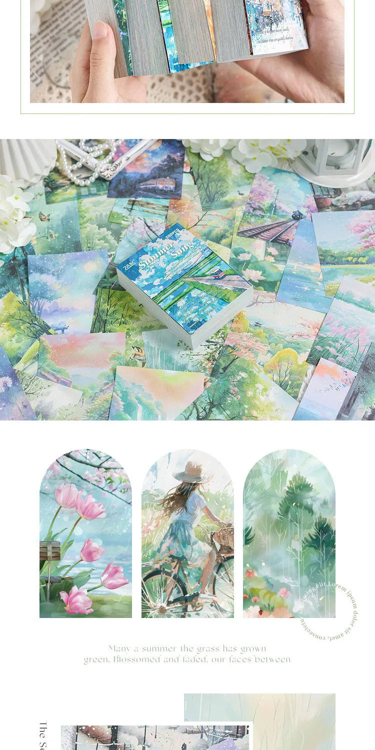 200sheets Scrapbook Paper Junk Journal Supplies Landscape Series DIY Scrapbooking Collage Craft Background Stationery Paper