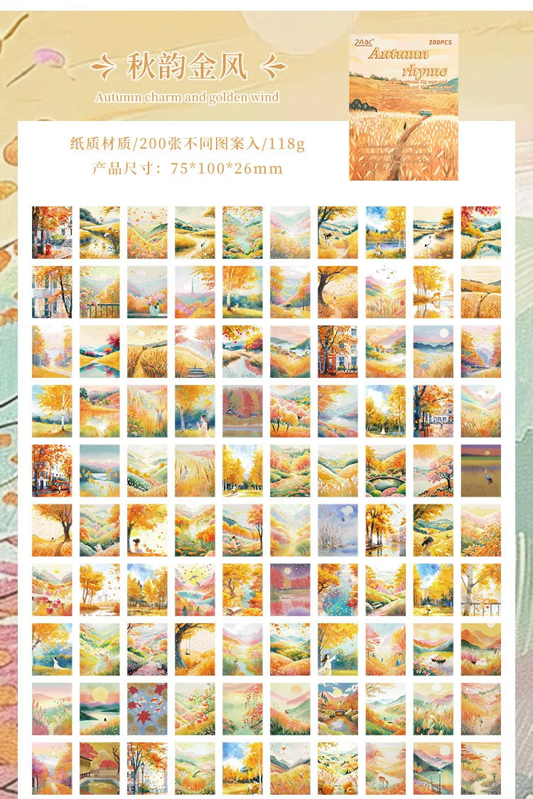 200 Sheets Beautiful Four Seasons Scenery Paper, all seasonal views for journal background collage