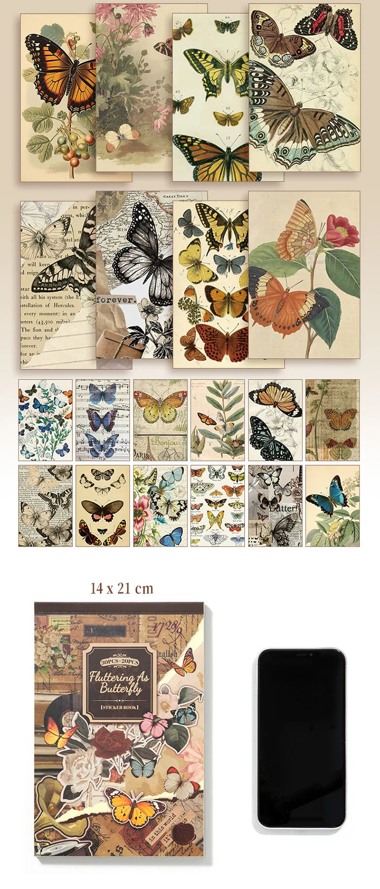 2 styles 50 pcs Vintage theme Collage stickers Scrapbooking Material handmade Diary Album  Junk Journal Supplies