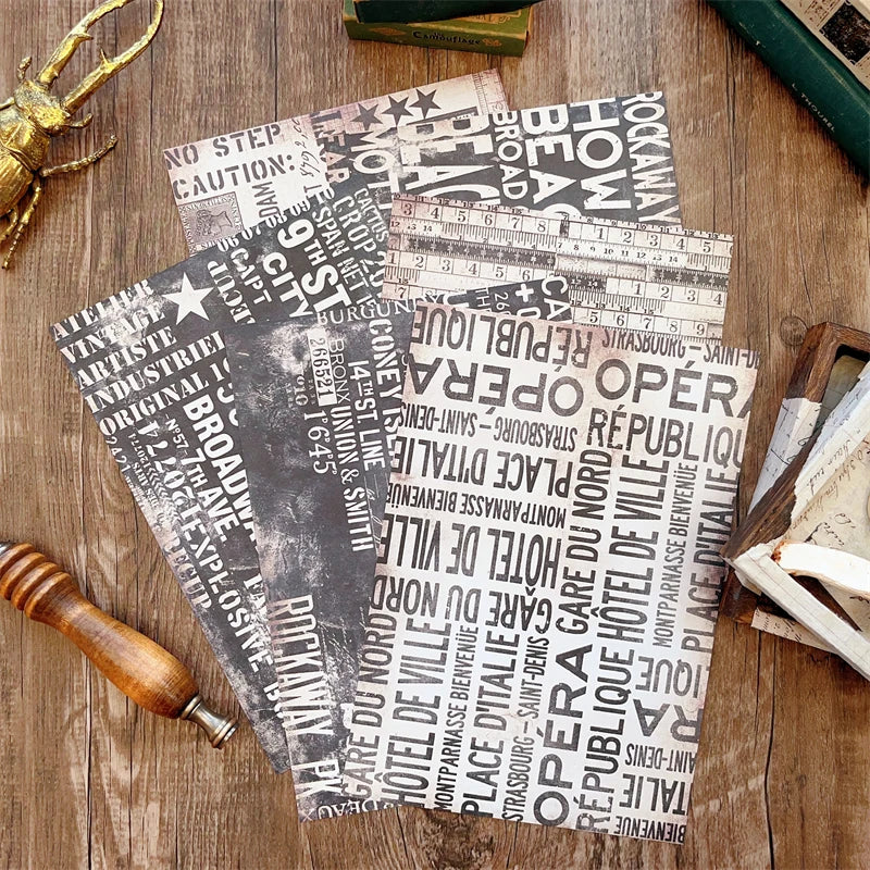 6 Sheet Vintage Newspaper Phrase Stickers Junk Journal Ephemera Background Paper Sticker DIY Album Scrapbooking Material