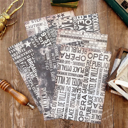 6 Sheet Vintage Newspaper Phrase Stickers Junk Journal Ephemera Background Paper Sticker DIY Album Scrapbooking Material