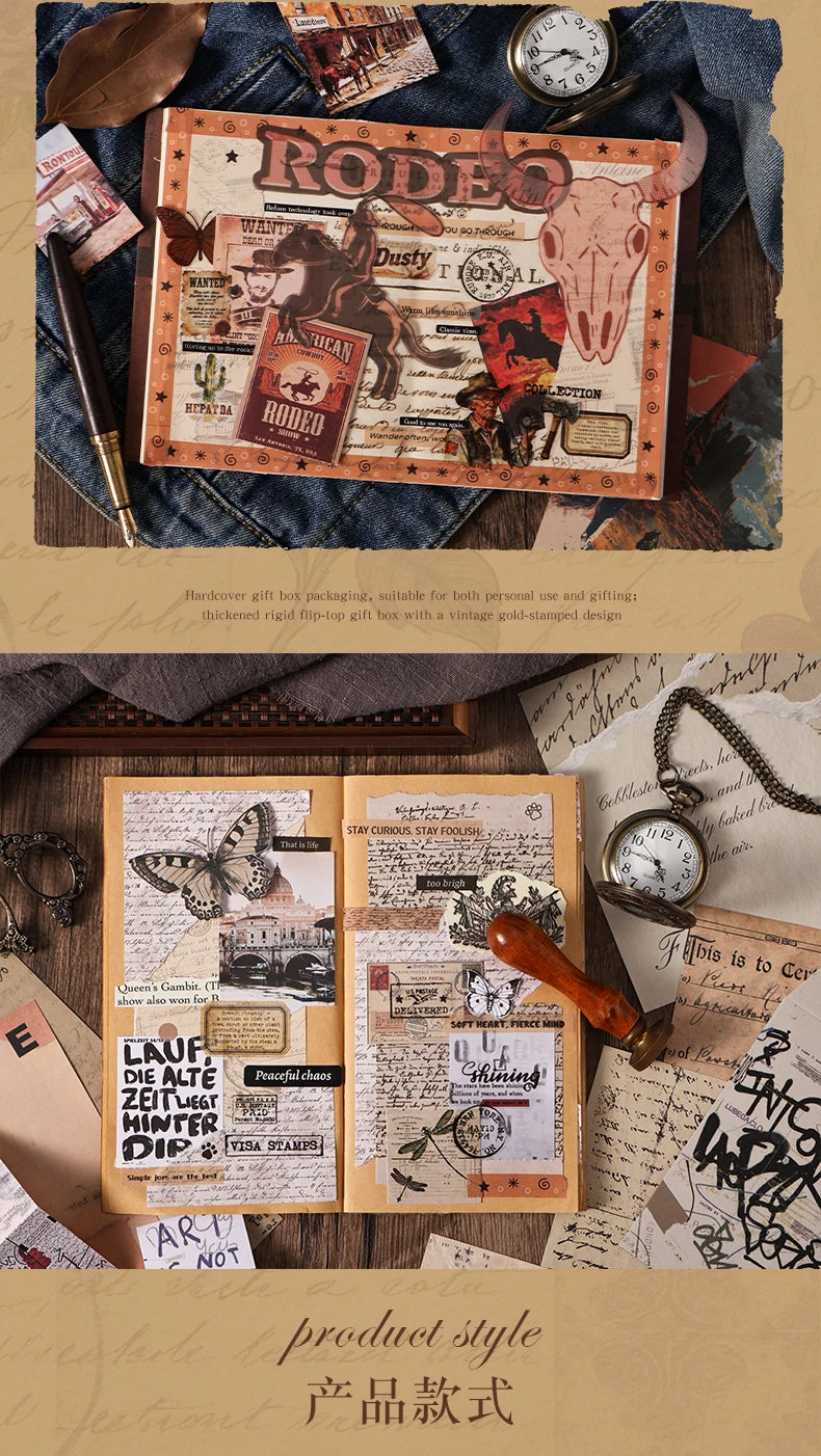 Vintage Journal Gift Box Set, Antique Paper + Washi Tape Combo for Junk Journal Scrapbooking