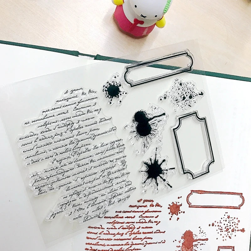 Handwriting Drop Ink Mark Art Scrapbooking Clear Stamps for Junk Journal Background Decoration Craft Supplies Paragraph Design