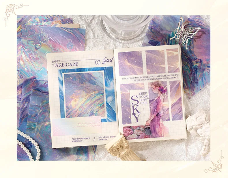 25pcs/pack Water Wave Gradient Material Paper Vintage Scrapbooking Junk Journal DIY Craft Background Paper